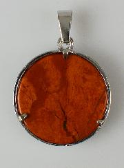 Pendentif Fleur de Vie en Pierre de Jaspe Rouge - 25mm