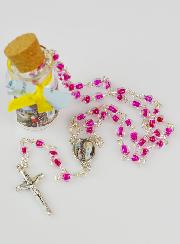 Chapelet Enfant en Perles de Cristal Rose Foncé