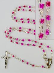 Chapelet Enfant en Perles de Cristal Rose Foncé