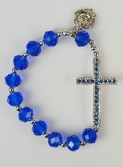 Bracelet Religieux Croix Strass & Médaille de Lourdes