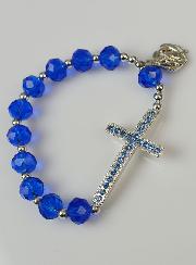 Bracelet Religieux Croix Strass & Médaille de Lourdes