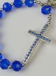 Bracelet Religieux Croix Strass & Médaille de Lourdes
