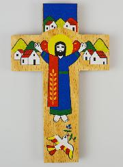Croix Enfant en Bois - Jésus Lumière de Paix et d'Espérance