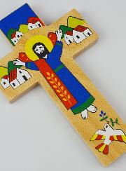 Croix Enfant en Bois - Jésus Lumière de Paix et d'Espérance
