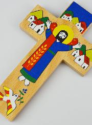Croix Enfant en Bois - Jésus Lumière de Paix et d'Espérance