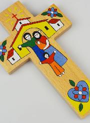Croix Enfant en Bois - Ma Famille & Jésus Sauveur