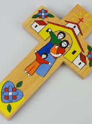 Croix Enfant en Bois - Ma Famille & Jésus Sauveur