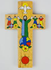 Croix Enfant en Bois - Jésus Dieu de Paix et de Communion