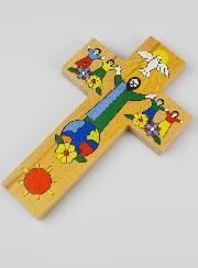 Croix Enfant en Bois - Jésus Dieu de Paix et de Communion