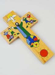 Croix Enfant en Bois - Jésus Dieu de Paix et de Communion