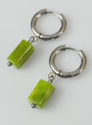 Boucles d'Oreilles Créoles - Jade Nephrite