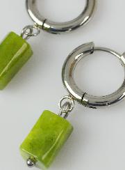Boucles d'Oreilles Créoles - Jade Nephrite