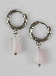 Boucles d'Oreilles Créoles - Quartz Rose