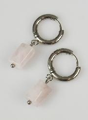 Boucles d'Oreilles Créoles - Quartz Rose