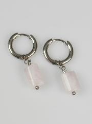 Boucles d'Oreilles Créoles - Quartz Rose
