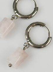 Boucles d'Oreilles Créoles - Quartz Rose