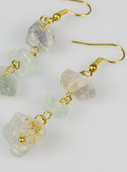 Boucles d'Oreilles Pendantes - Fluorite