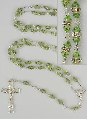 Chapelet en Cristal Vert Clair & Argent