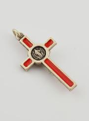 Pendentif Croix de Saint Benoit Rouge