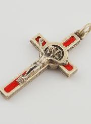 Pendentif Croix de Saint Benoit Rouge