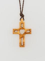 Pendentif Croix en Bois Cordon