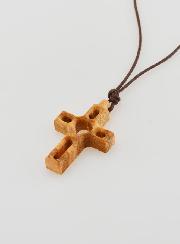 Pendentif Croix en Bois Cordon