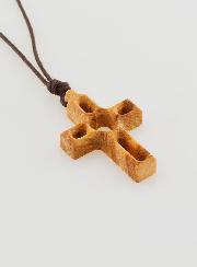 Pendentif Croix en Bois Cordon