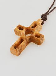 Pendentif Croix en Bois Cordon