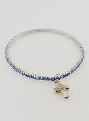 Bracelet Strass Carrés & Croix - Bleu