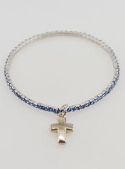 Bracelet Strass Carrés & Croix - Bleu
