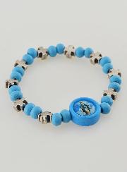Bracelet Enfant Vierge Miraculeuse & Croix - Bleu