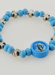 Bracelet Enfant Vierge Miraculeuse & Croix - Bleu