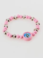 Bracelet Religieux Enfant Miraculeuse & Croix - Rose
