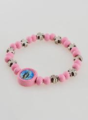 Bracelet Religieux Enfant Miraculeuse & Croix - Rose