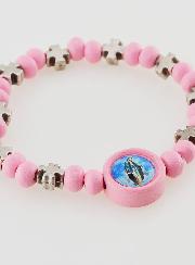 Bracelet Religieux Enfant Miraculeuse & Croix - Rose