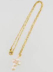 Collier Religieux Croix de Nacre & Quartz Rose