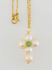 Collier Religieux Croix de Nacre & Aventurine