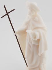 Statue de Saint-Jacques de Compostelle en Albâtre Blanc - 17cm