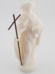 Statue de Saint-Jacques de Compostelle en Albâtre Blanc - 17cm