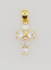 Pendentif Croix & Zirconiums - 15mm