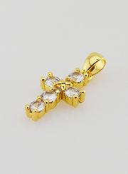 Pendentif Croix & Zirconiums - 15mm