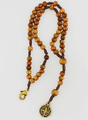 Bracelet Chapelet en Bois - Médaille de Saint Benoît