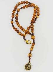 Bracelet Chapelet en Bois - Médaille de Saint Benoît