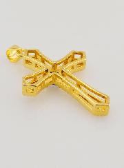 Pendentif Croix Baroque Strass Bleu Foncé - 30mm