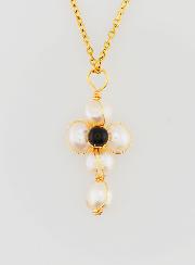 Collier Religieux Croix de Nacre & Obsidienne