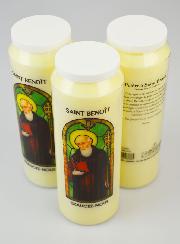 3 Bougies de Neuvaine à Saint Benoît avec Prière