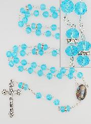 Chapelet de Lourdes en Cristal Bleu Ciel et Diamants Strass