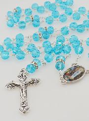 Chapelet de Lourdes en Cristal Bleu Ciel et Diamants Strass