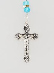 Chapelet de Lourdes en Cristal Bleu Ciel et Diamants Strass