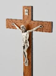 Crucifix en Bois et Argent Vieilli - 21 cm
